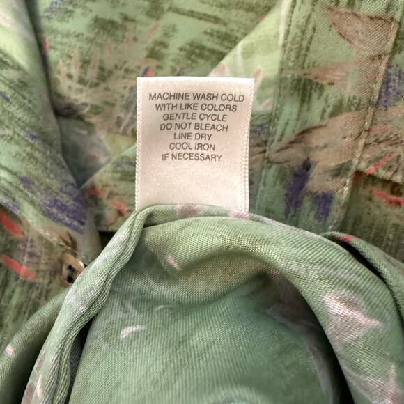 Christopher & Banks Jacket Green Floral Large Stretch Trucker Layering Classic - Picture 7 of 10